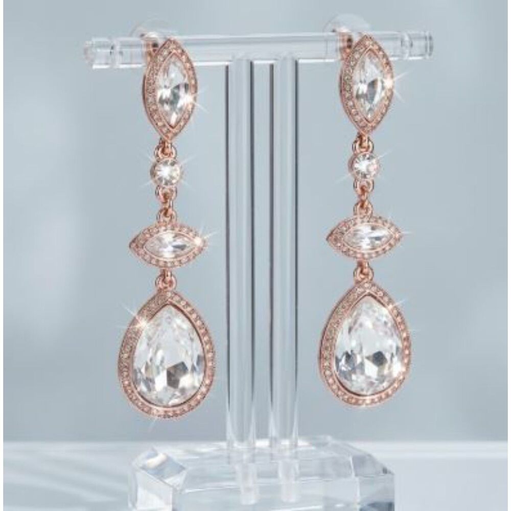 Designer Chandelier Sparkle Drama Statement Crystal Marquis Earrings NWOT 125